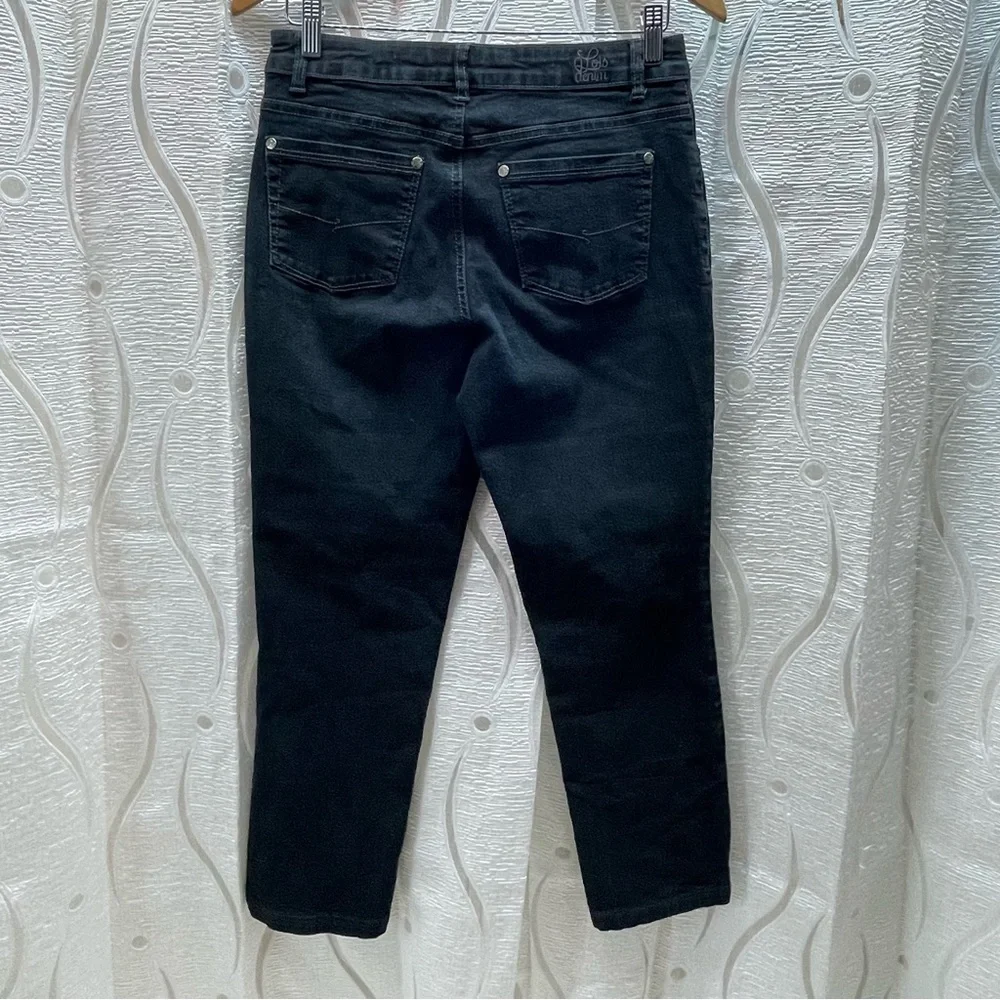 Lois Denim Straight Leg Jeans Womens 29 Black Excellent Stretch Mid Rise - Picture 6 of 11